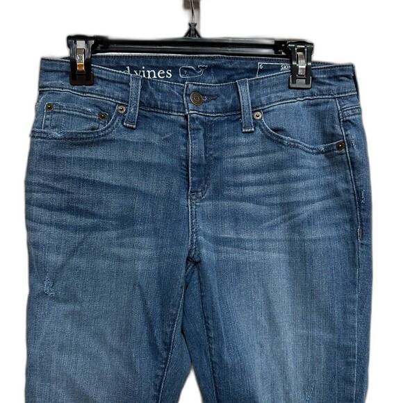 Vineyard Vines Skinny Medium Wash Jeans - Women 6 - Slim Raw Hem Y2K Fit - Picture 2 of 8